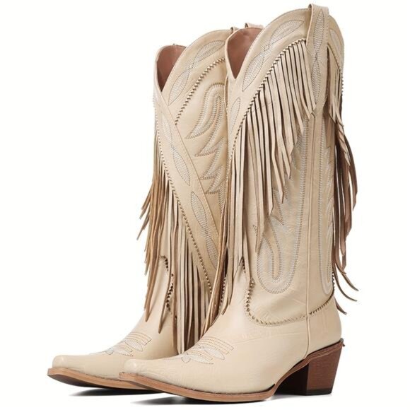 NWT Knee-High Fringe Western Cowboy Boots, Multiple Sizes, Unique Rare Material - Picture 1 of 9